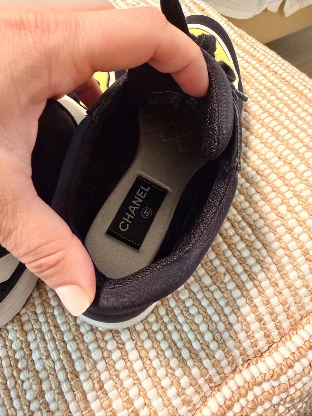 CHANEL Black, White & Yellow Women’s Sport Sneakers